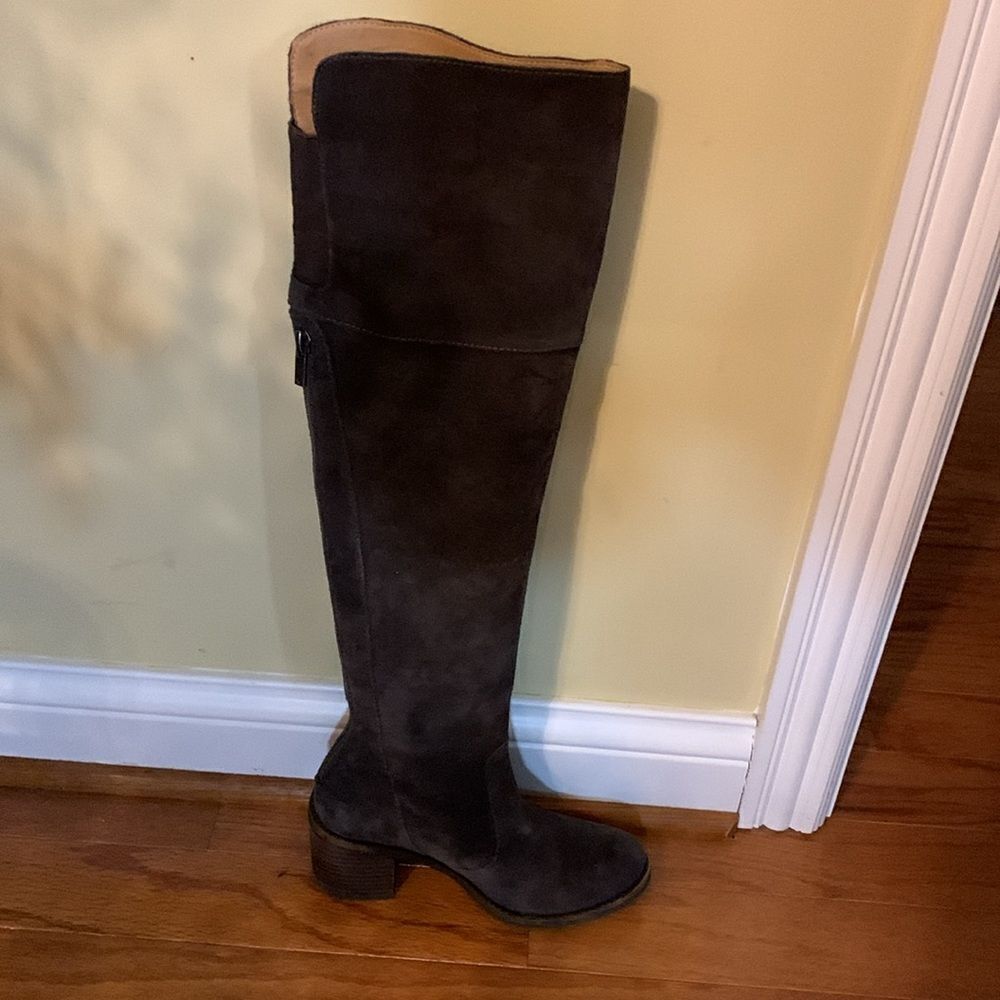 Lucky Brand Size 6 gray suede Rayla over the knee riding boot.